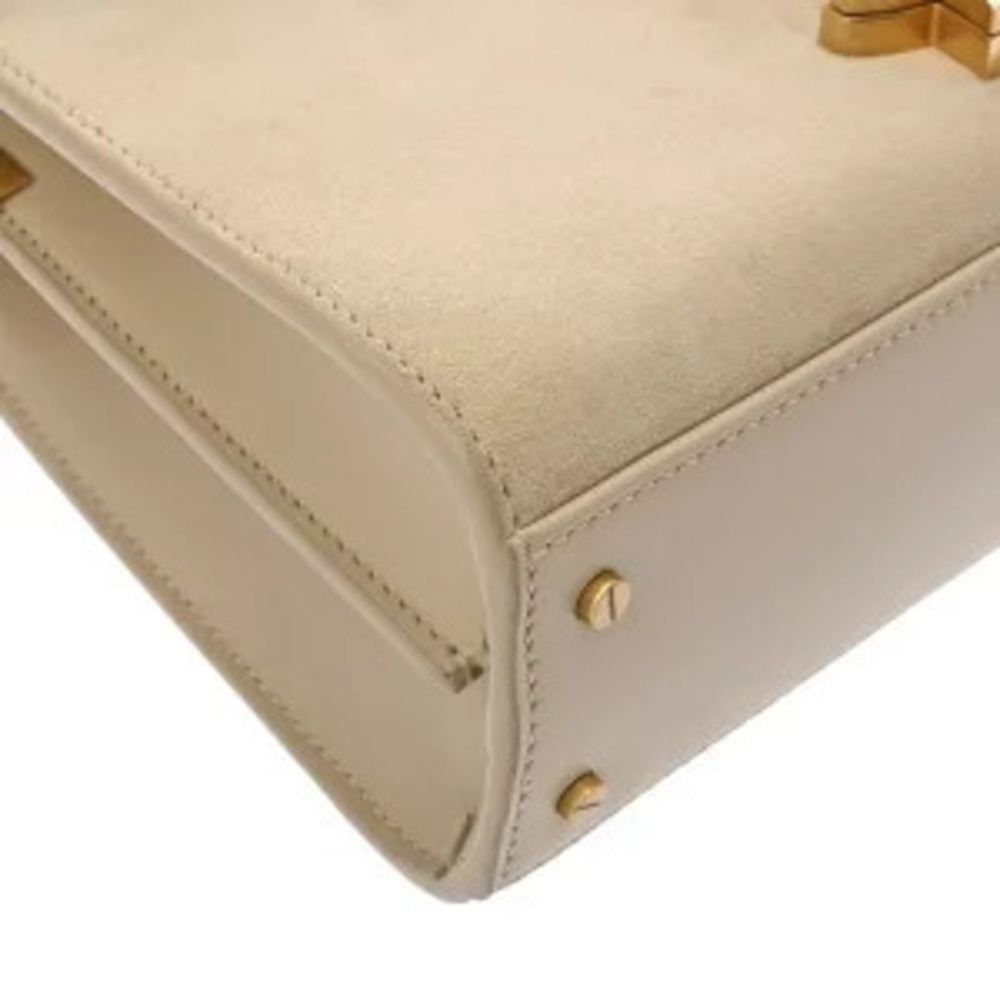 Saint Laurent Cassandra Top Handle Handbag Beige Suede Grained Calfskin - Picture 7 of 9